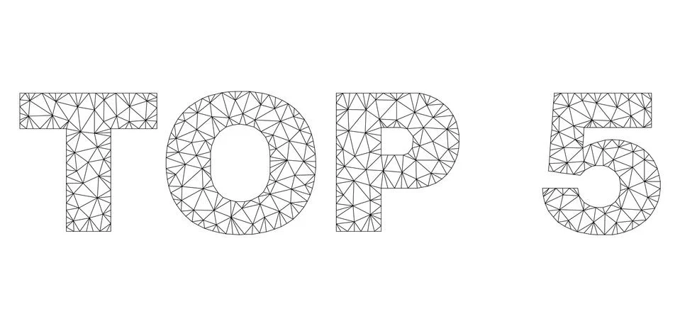 Polygonal Wire Frame TOP 5 Text Caption Stock Illustration