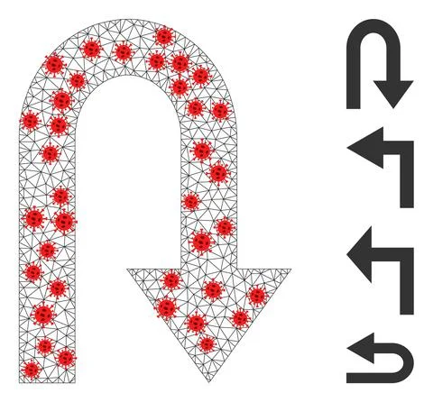 Polygonal Wire Frame Turn Back Pictogram with Pathogen Elements Stockillustratie