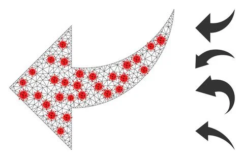 Polygonal Wire Frame Undo Icon with Coronavirus Nodes Stock Illustration