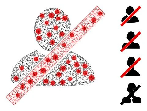 Polygonal Wire Frame Wrong User Pictogram with Virus Elements Stockillustratie