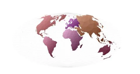 Polygonal world map. Aitoff projection. Superb vector illustration. Ilustração Stock