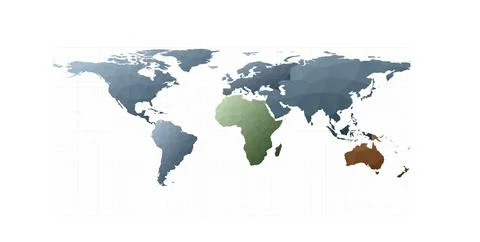 Polygonal world map. Equirectangular projection. Fabulous vector illustration 库存插图