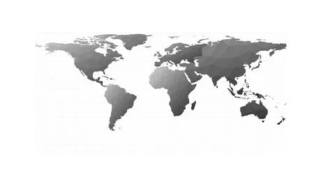 Polygonal world map. Equirectangular projection. Awesome vector illustration. 스톡 일러스트