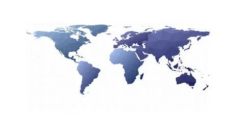 Polygonal world map. Equirectangular projection. Neat vector illustration. 库存插图