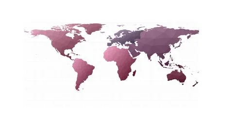 Polygonal world map. Equirectangular projection. Unequaled vector illustratio Illustrazione stock