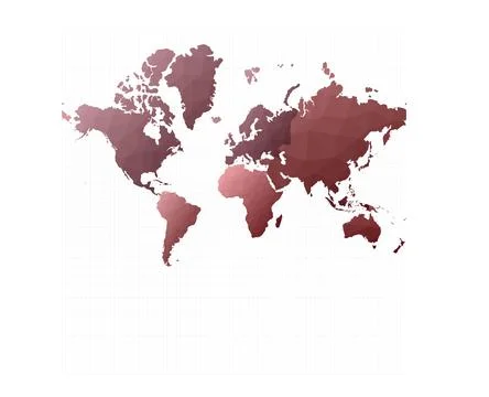 Polygonal world map. Mercator projection. Resplendent vector illustration. Stock Illustration