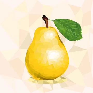 Polygonal  yellow pear in vector Stock Illustration