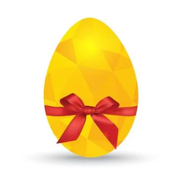 Polygonate egg with gift bow isolated on white Stock Illustration