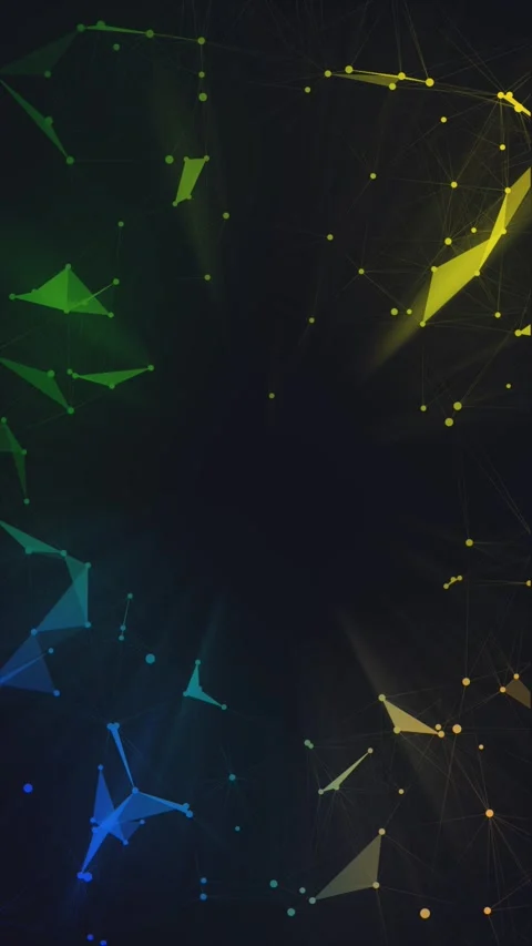 Polygons connect with pulsing light on a black background. Stock Footage 318728247