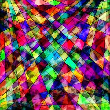 Polygons psychedelic bright abstract geometric Stock-Illustration