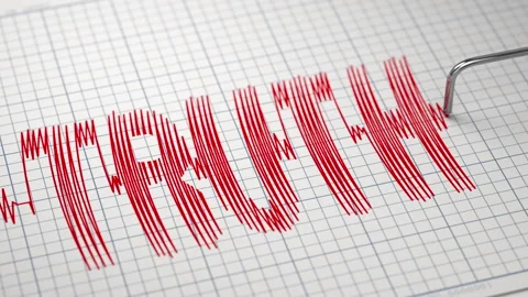 Polygraph lie detector is drawing truth on diagram. Stock Footage 308241104