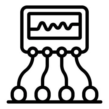 Polygraph machine measuring physiological changes during interrogation Stock Illustration