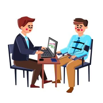 Polygraph Test Passing Young Man In Office Vector Stock Illustration