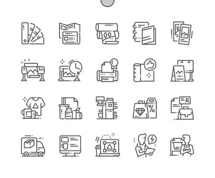 Polygraphy Well-crafted Pixel Perfect Vector Thin Line Icons Ilustración de archivo