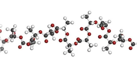 Polylactic acid (pla, polylactide) bioplastic, chemical structure - linear fr Stock Illustration
