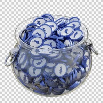 Polymath POLY in 3D crypto coin saving bank with stack coins on isolated Foto stock