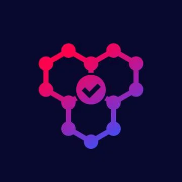 Polymer icon with a molecule on dark Stock Illustration