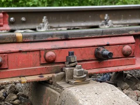 Polymer insulating pad protects rail fastening from electrical current whil.. Stock Photos