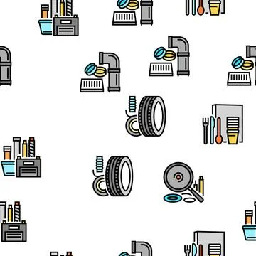 Polymer Material Industry Goods Vector Seamless Pattern Stock Illustration