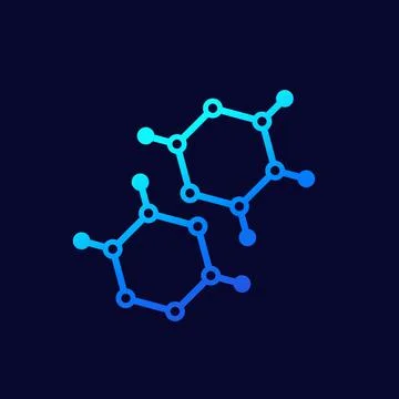 Polymer, monomer molecules vector icon Stock Illustration