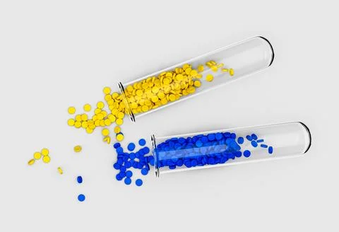 Polymer Plastic bead on White background polymer resin in sample test tube,.. Stock Illustration