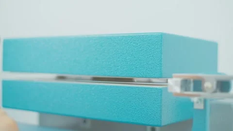 Polymer thread for plastic sack bags is installed to strength test machine Stock Footage 202074513