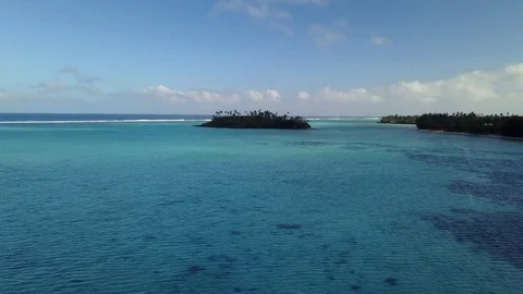 Polynesia Cook Islands tropical paradise view panorama landscape Stock Footage 79849697