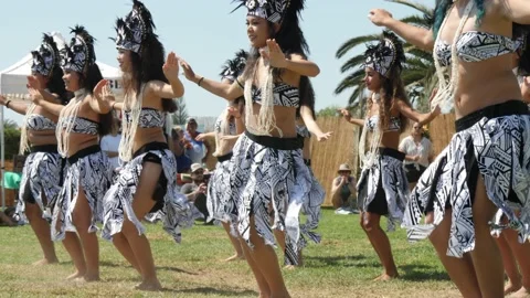 Polynesian dancers in slow motion Stock Footage 236932761