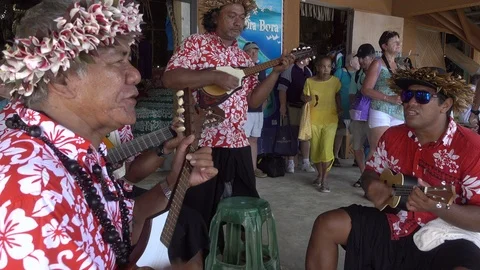 Polynesian men play local music, Stock Video Pond5