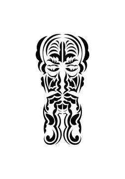 Polynesian style face. Ready tattoo template. Isolated. Vector illustration. Illustrazione stock