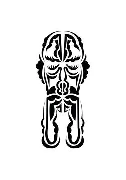 Polynesian style face. Ready tattoo template. Isolated on white background. V Illustrazione stock