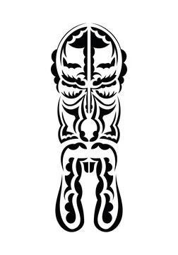 Polynesian style face. Ready tattoo template. Flat style. Vetcor. Stockillustratie