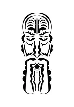 Polynesian style face. Ready tattoo template. Flat style. Vector illustration Illustrazione stock