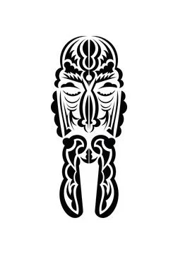 Polynesian style face. Tattoo patterns. Isolated. Vetcor. Illustrazione stock