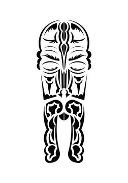 Polynesian style face. Tattoo patterns. Isolated. Vector illustration. Illustrazione stock