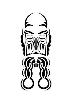 Polynesian style face. Tattoo patterns. Isolated on white background. Vetcor. Illustrazione stock