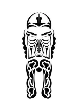 Polynesian style face. Tattoo patterns. Flat style. Vetcor. Stock Illustration