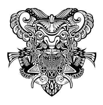 Polynesian tattoo design mask.  Native ornament. Vector illustration Stock Illustration