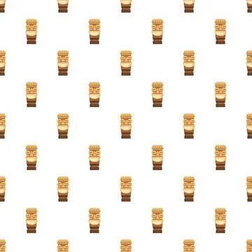 Polynesian tiki idol pattern on white background Stock Illustration