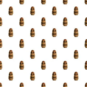 Polynesian tiki idol pattern on white background Stock Illustration