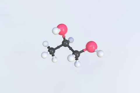 Polypropylene glycol molecule, isolated molecular model. 3D rendering Stock Illustration