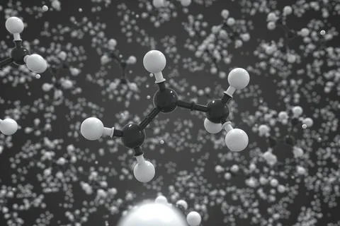 Polypropylene molecule made with balls, scientific molecular model. Chemical 3d Stock Illustration