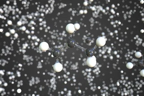 Polypropylene molecule made with balls, scientific molecular model. Chemical 3d Stock Illustration