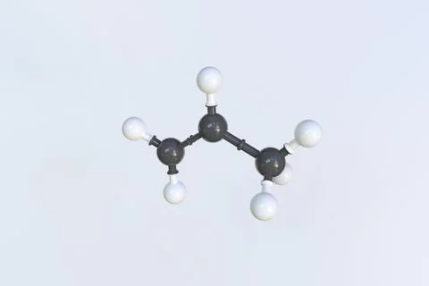 Polypropylene molecule made with balls, scientific molecular model. 3D rendering Stock Illustration