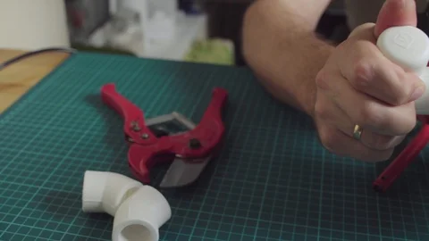 Polypropylene pipes welding, man's hands working Stock Footage 102662353