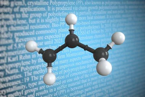 Polypropylene scientific molecular model, 3D rendering Stock Illustration