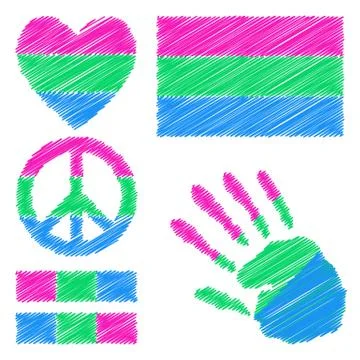 Polysexual pride design elements. Stock Illustration