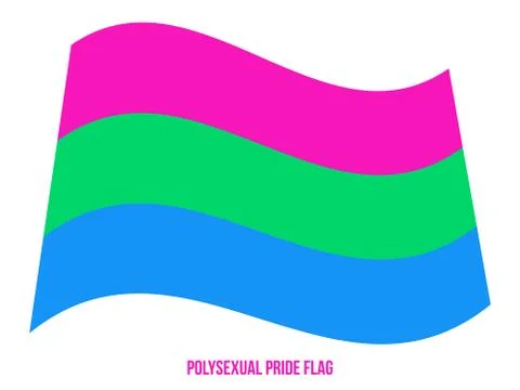 Polysexual Pride Flag Waving Vector Illustration Designed with Correct Color Stock Illustration