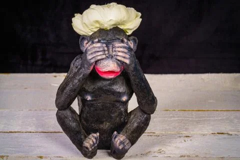 Polystone resin statue of monkey. Close up concept I don't see Stock Photos