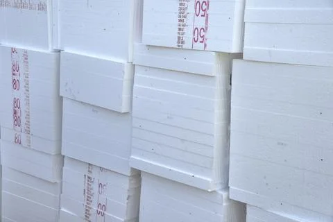 Polystyrene for insulation in construction. Passive house concept Stock Photos